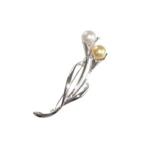 MIKIMOTO（ミキモト） フラワーモチーフ ブローチ シルバー/パール3粒