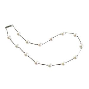 GSTV PT850 越物 アコヤ真珠 デザイン ネックレス 約45cm パール アコヤ真珠越し物 8-8.5mm 真珠 ステーション ネックレス 45cm 真珠