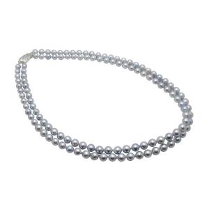 あこや 真珠 本真珠 アコヤ真珠 パール 二連 ネックレス ホワイト 6.0