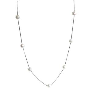 アコヤ真珠越し物 8-8.5mm 真珠 ステーション ネックレス 45cm 真珠