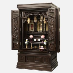 国産仏壇 佛心30号 本黒檀（縞黒檀） 仏具付 幅104cm高175cm　送料無料　設置費用無料