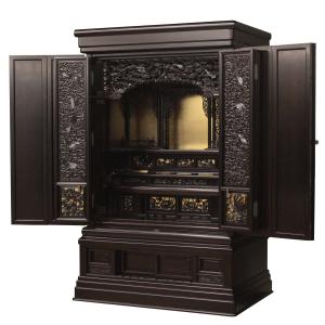 国産 大型 本黒檀仏壇 仏具付 極上雲鶴35号 幅120cm高182cm奥78cm 送料無料、設置費用無料