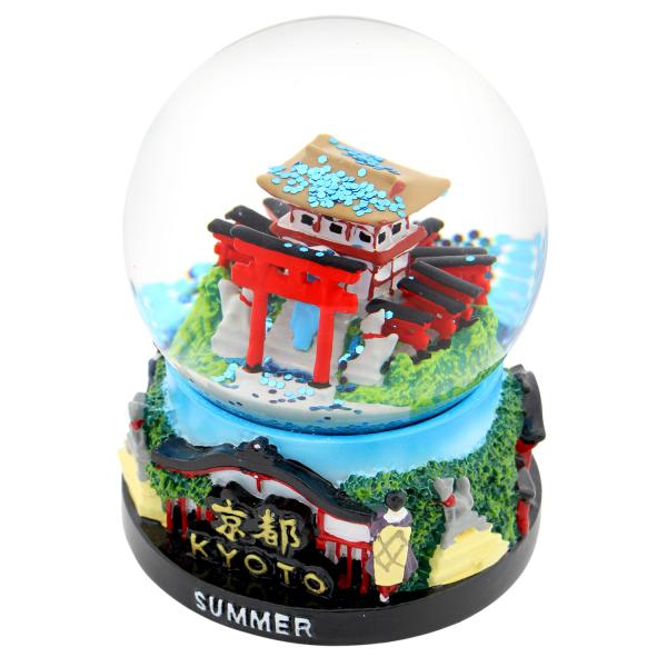 【オリジナル】スノードーム 京都 夏 ライト付 お土産 旅ドーム 観光 雨 インテリア おしゃれ 置...