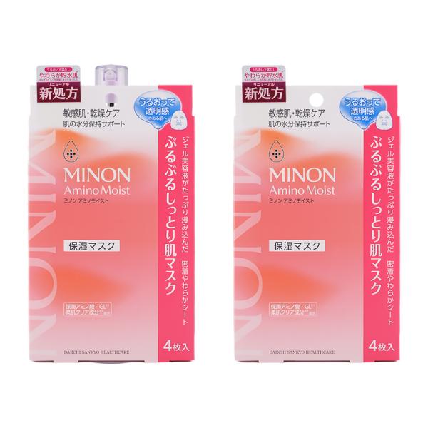[2個セット]MINON ミノン アミノモイスト ぷるぷるしっとり肌マスク 本体 22mL×4枚 無...