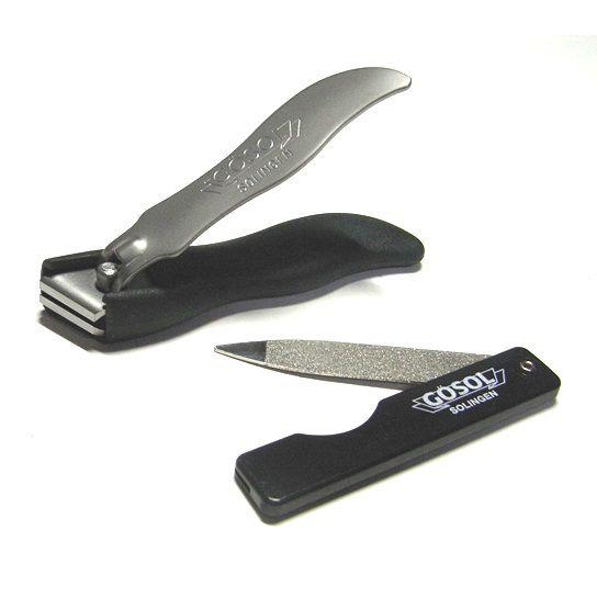 ゾーリンゲン　ゲーゾル（独）爪切  黒柄 “シャープな切味、爪収納コンテナ付”ポケットネイルファイル...