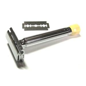 メルクール髭剃り334G 両刃ホルダー オール金メッキ 替刃11枚付