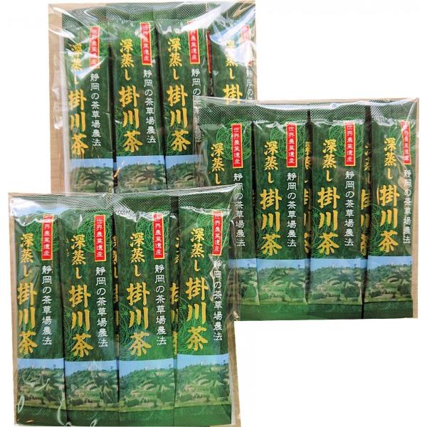 粉末緑茶　お茶　静岡の茶草場農法　深蒸し掛川茶　パウダー茶スティック10本入り３袋