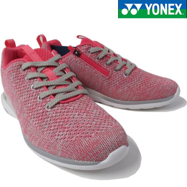 ウォーキングシューズ レディース おしゃれ ヨネックス パワークッション L01Y ピンク ファスナ...