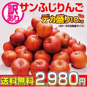 【予約】【産地直送】山形産訳あり！サンふじりんごメガ盛り10kg(22〜55玉前後)林檎/リンゴ