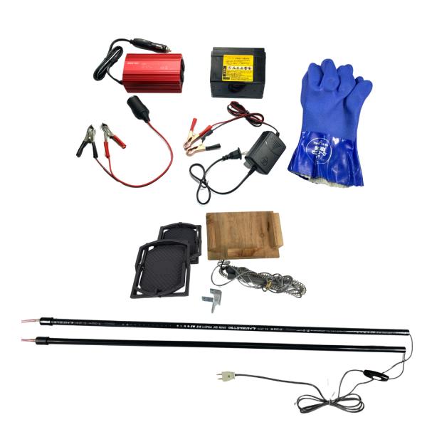 2本槍電気止め刺し機 箱罠/くくり罠兼用・鼻先くくろう君セット (新仕様)