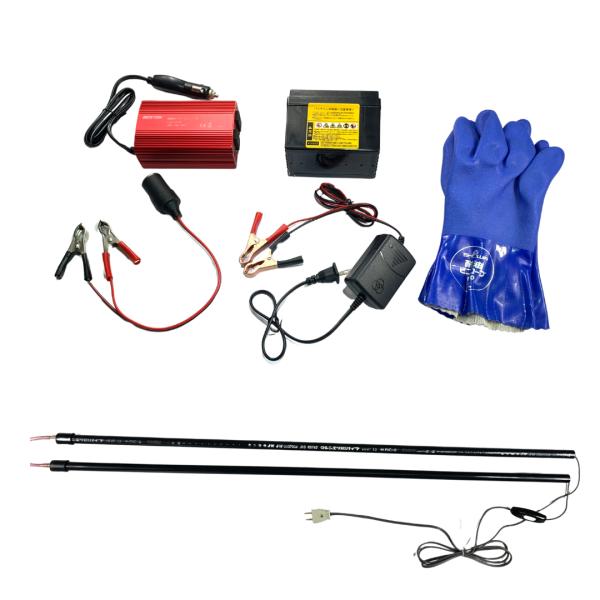 ２本槍電気止め刺し機 アースが取れない状況がある場合はこちら（新仕様）害獣駆除 くくり罠  捕獲機 ...