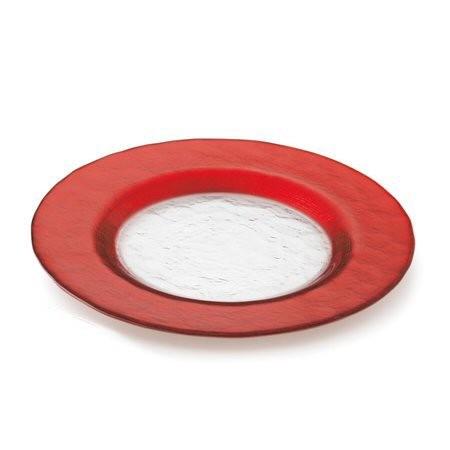 ガラス食器 マラケシュ リムプレート 22.5cm　 レッド 赤 丸皿　＃特選デザイン食器