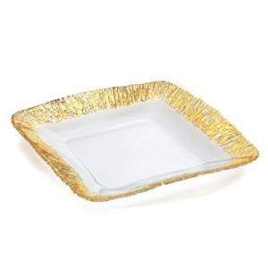 ガラス食器 マラケシュ ガラス皿 スクエアクーププレート 28.5cm ゴールド（大）　＃特選デザイ...