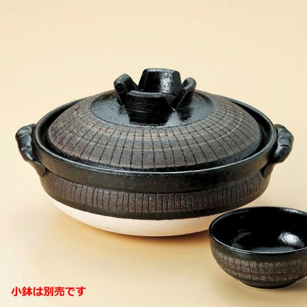 土鍋 9号 黒十草深鍋 (萬古焼)  4人〜5人用サイズ