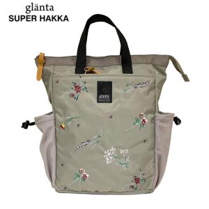 SUPER HAKKA(スーパーハッカ) glanta (グレンタ)フラワーブリーズ刺繍スクエアリュックバッグ デイパック 2WAY 花柄 刺しゅう レディース BAG カラー 全3色｜oibibio