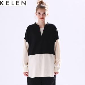 KELEN(ケレン) CONBI DESIGN TOPS ILUSOI コンビデザイントップス 長袖 チュニック レディース 全2色 秋 冬 服｜oibibio