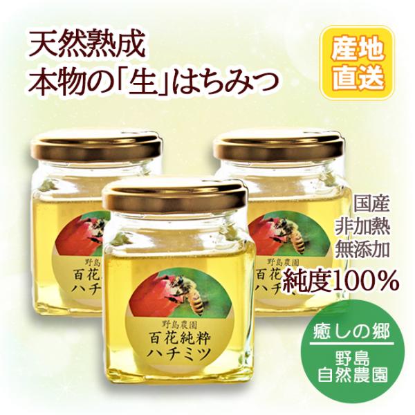 国産天然はちみつ スイーツギフト 純粋 非加熱 無添加 純度100％ 生蜂蜜 140g×３本 野島養...