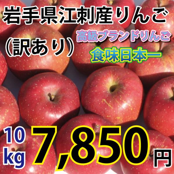 岩手県 江刺産 りんご 訳あり １０ｋｇ 大玉から小玉 約２４コから５０コ ２種類以上入る場合あり ...