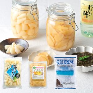 沖縄もずく 800g×1袋 塩漬けらっきょう 400g×1袋 スライス生姜 200g×1袋 計3点セット 食品 漬物 塩漬け