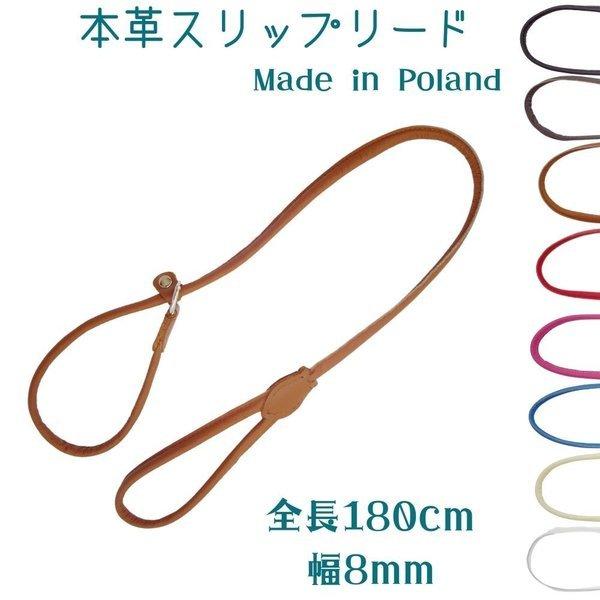 犬用 首輪とリードが1つになったスリップリード チョークカラー フルチョーク 本革 ナッパーレザー ...