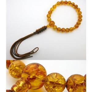 男性用の数珠 虎琥珀 26玉 片手共仕立て 限定品 紐房 : 香源 お数珠