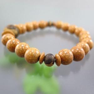 天竺菩提樹 9mm玉 ブレスレット 緑油伽羅仕...の詳細画像5