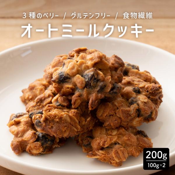 《1000円 ポッキリ》【200g】ヘルシーオートミールクッキー(3種のベリー) 送料無料 割れ欠け...
