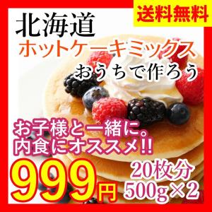 【送料無料】北海道ホットケーキミックス 500g×2袋（20枚分）