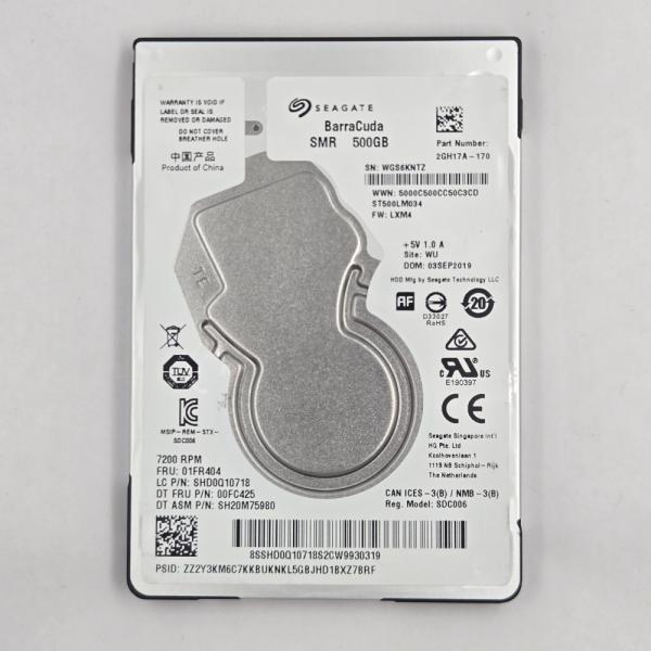 再生品 HDD (2.5インチ) 500GB 消去済み SEAGATE ST500LM034-2GH...