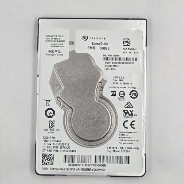 再生品 HDD (2.5インチ) 500GB 消去済み SEAGATE ST500LM034-2GH...
