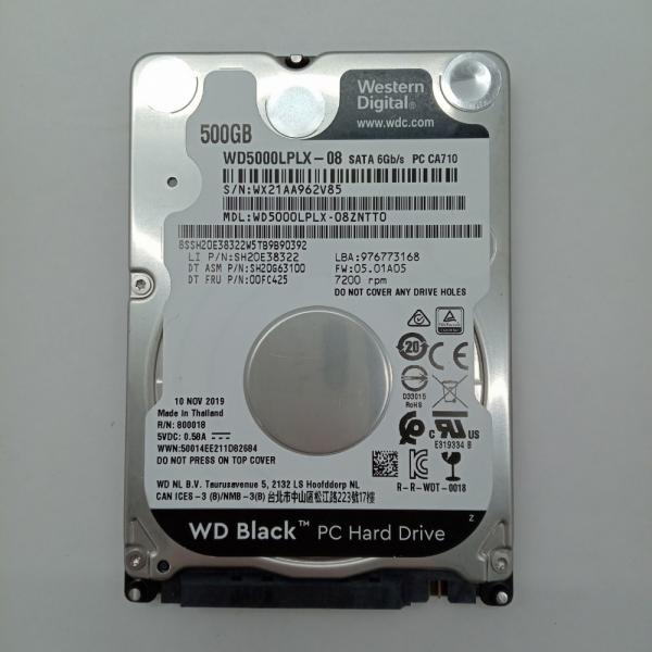 再生品 HDD (2.5インチ) 500GB 消去済み WD Black WD5000LPLX-08...