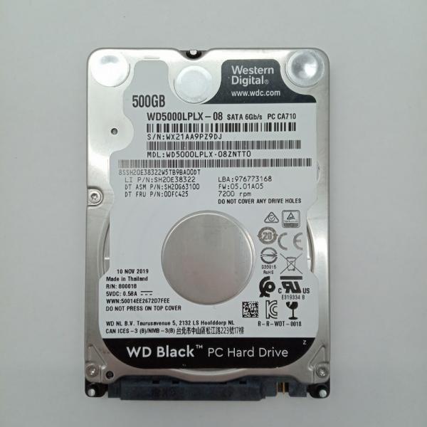 再生品 HDD (2.5インチ) 500GB 消去済み WD Black WD5000LPLX-08...