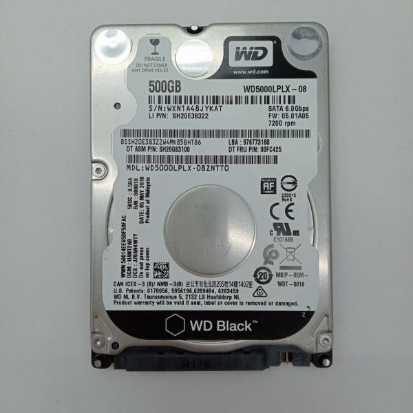 再生品 HDD (2.5インチ) 500GB 消去済み WD Black WD5000LPLX-08...