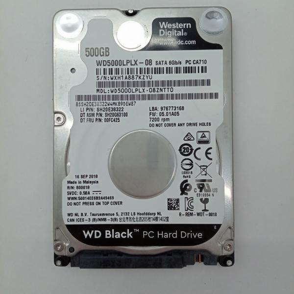 再生品 HDD (2.5インチ) 500GB 消去済み WD Black WD5000LPLX-08...