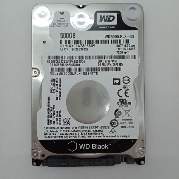 再生品 HDD (2.5インチ) 500GB 消去済み WD Black WD5000LPLX-08...