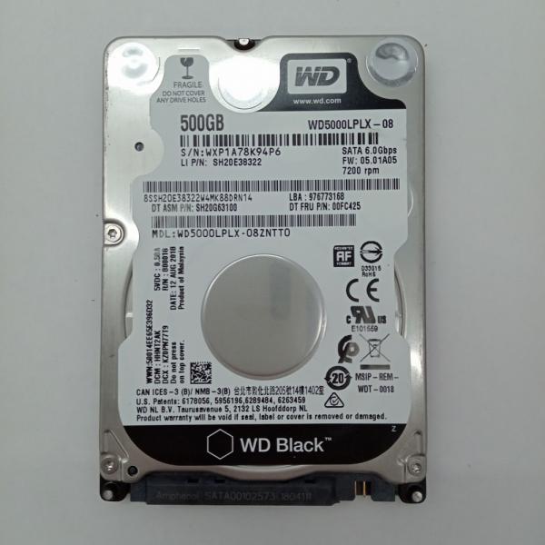 再生品 HDD (2.5インチ) 500GB 消去済み WD Black WD5000LPLX-08...