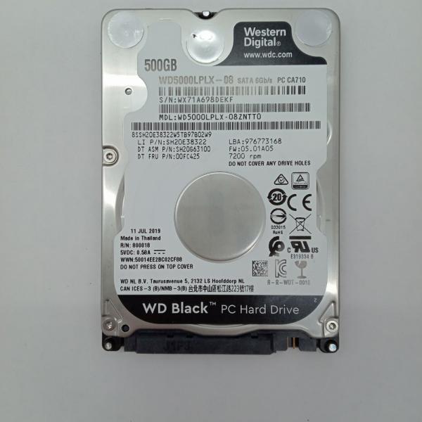 再生品 HDD (2.5インチ) 500GB 消去済み WD Black WD5000LPLX-08...