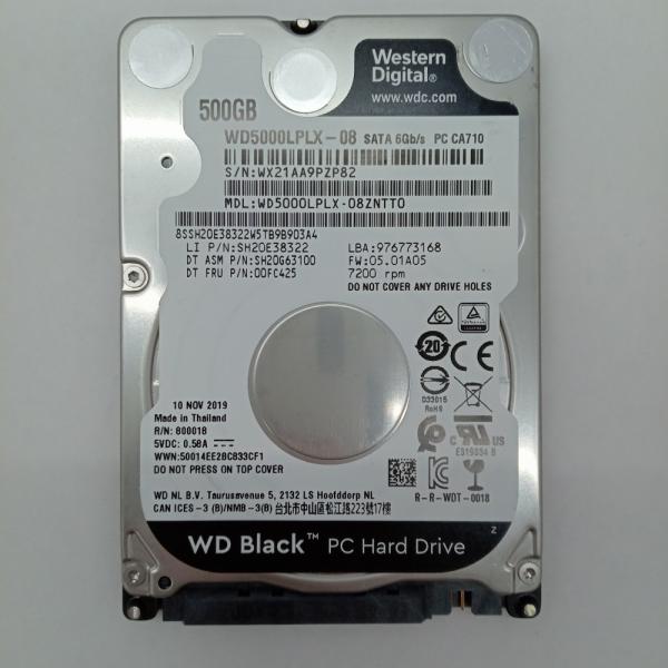 再生品 HDD (2.5インチ) 500GB 消去済み WD Black WD5000LPLX-08...