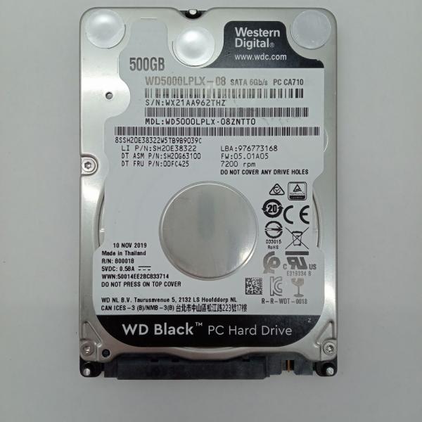 再生品 HDD (2.5インチ) 500GB 消去済み WD Black WD5000LPLX-08...