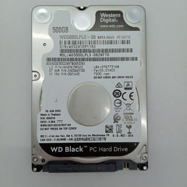 再生品 HDD (2.5インチ) 500GB 消去済み WD Black WD5000LPLX-08...