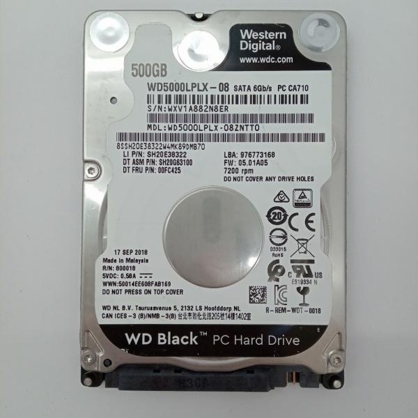 再生品 HDD (2.5インチ) 500GB 消去済み WD Black WD5000LPLX-08...