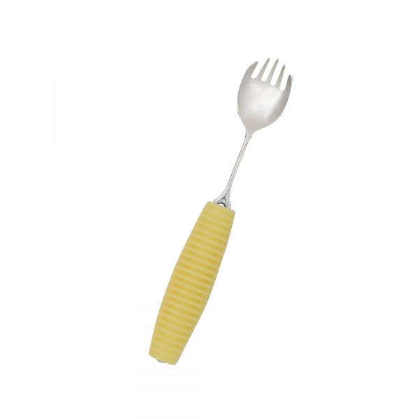 フレックスメタルスプーン 先割れ（小）イエロー　シリコングリップ付き