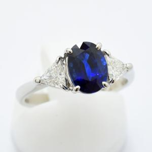 Pt900 天然ブルーサファイアリング 10号 約12.6g 4.34ct ダイヤモンド