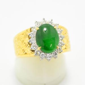 大粒ヒスイダイヤモンドリング 翡翠 ひすい4.62ct プラチナリングPt900