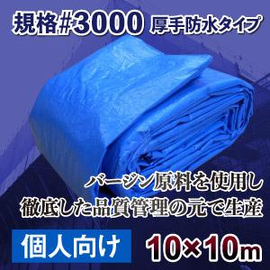 ブルーシート 3000 10m×10m 高耐久 高品質 サイズ表 サイズ一覧 厚手 養生 防災 ハトメ付 1枚 農作業 防災 キャンプ レジャー 保護カバー 保護シート