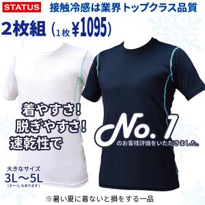 大きいサイズ 夏用インナー コンプレッションシャツ 2枚組 アンダーシャツ 3L~5L 冷感 吸汗速乾 熱中症対策｜okacho-store