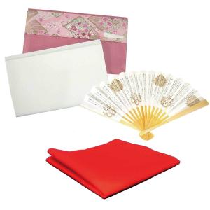 茶道 初めてセット 基本3点 女性用 帛紗（朱） 友禅袋入懐紙 扇子