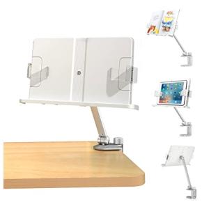 ZenCT ブックスタンド 書見台 クランプ式 タブレットスタンド スマホスタンド 15.6インチまで対応 本立て 無段階調整 アルミ合金製 耐