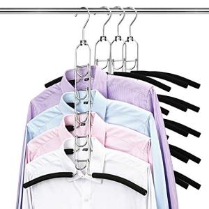 Hangerspace ハンガー すべらない ステンレス 省スペース ワイシャツ Tシャツハンガー 4本組 ハンガー 収納 収納力アップ かたく