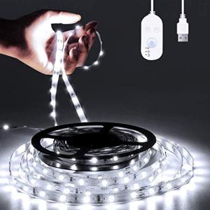 LED テープ ライト ストリップライト 昼光色 5m 6000k 高輝度 人感 防水防塵 無段階調光 両面テープ 取付簡単 USB給電式 コー